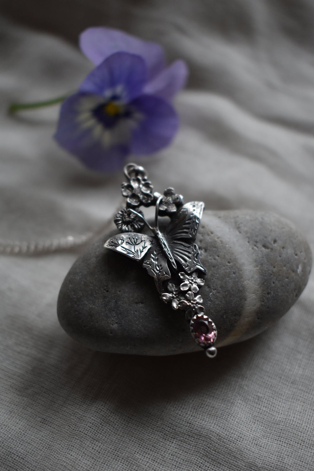 Swallowtail Butterfly & Spring Blossoms -Tourmaline