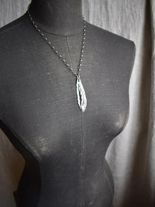 large silver feather necklace