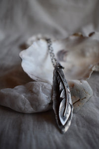 silver feather necklace